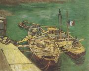 Vincent Van Gogh Quay with Men Unloading Sand Barges (nn04) Spain oil painting artist